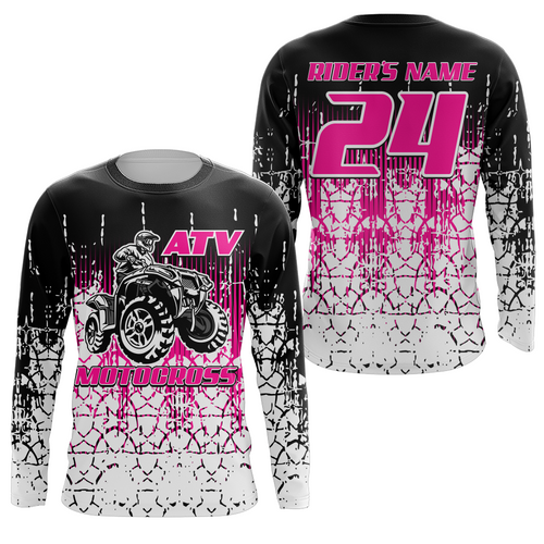 Personalized ATV Motocross Jersey Men Kid UPF30+ Pink Quad Bike Shirt Off-Road ATV MX Racing PDT721