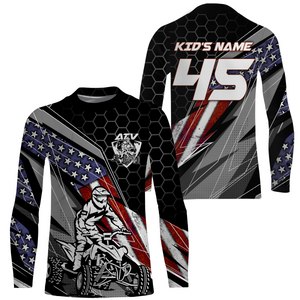 American Quad Racing Jersey Kid Men Women UPF30+ ATV Motocross Off-road Shirt Patriotic ATV Racing PDT834