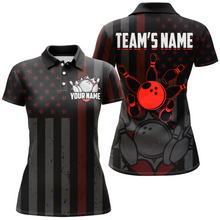 Load image into Gallery viewer, Custom Red Bowling Shirts Men &amp; Women American Bowling Team Jersey Polo Patriotic BDT567