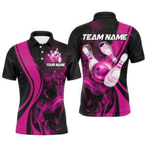 Pink Bowling Shirt Personalized Men & Women Bowling Team Jersey Bowling Polo Shirts BDT570