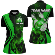 Load image into Gallery viewer, Green Bowling Shirt Personalized Men &amp; Women Bowling Team Jersey Bowling 1/4 Zip Shirts BDT570