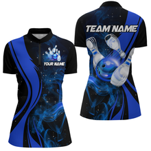 Load image into Gallery viewer, Blue Bowling Shirt Personalized Men &amp; Women Bowling Team Jersey Bowling 1/4 Zip Shirts BDT570