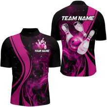 Load image into Gallery viewer, Pink Bowling Shirt Personalized Men &amp; Women Bowling Team Jersey Bowling 1/4 Zip Shirts BDT570