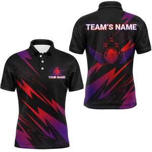 Red And Purple Bowling Shirt Men Women Personalized Bowling Jersey Team Bowling Polo Shirt BDT450