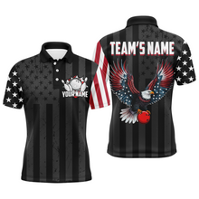 Load image into Gallery viewer, Eagle Black Bowling Shirt For Men &amp; Women Custom Patriotic Bowling Team Jersey Polo BDT540