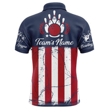 Load image into Gallery viewer, American Flag Bowling Polo Shirt For Men Custom Bowling Team Jersey Navy Bowling Shirt BDT244