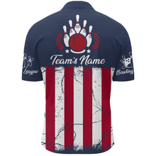 Load image into Gallery viewer, American Flag Bowling Quarter-Zip Shirt For Men Custom Bowling Team Jersey Navy Bowling Shirt BDT244