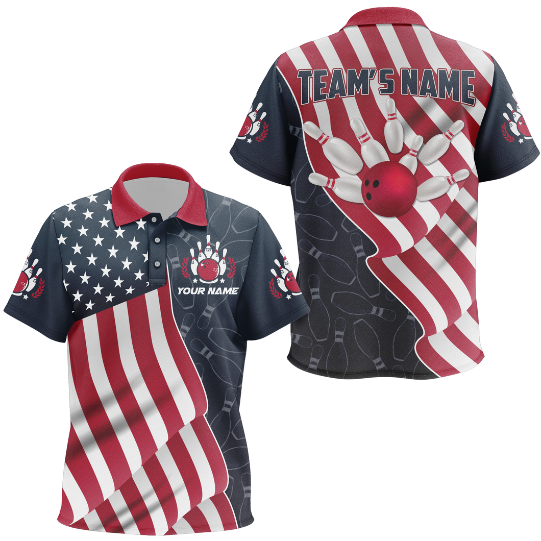 Patriotic Bowling Shirts for Kid Bowling Jersey Custom Bowling Polo Shirt Unisex BDT512