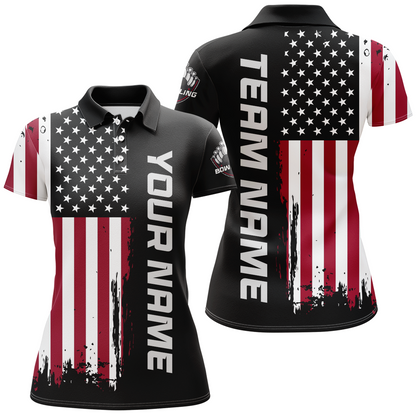 American Flag Bowling Shirt Men & Women Custom Bowling Polo Shirt Bowling Team Jersey BDT420