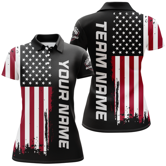 American Flag Bowling Shirt Men & Women Custom Bowling Polo Shirt Bowling Team Jersey BDT420