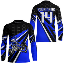 Load image into Gallery viewer, Custom Dirt Bike Jersey Blue UPF30+ Youth Motocross Shirt Boys Girls MX Jersey Men Women Motorcycle PDT543