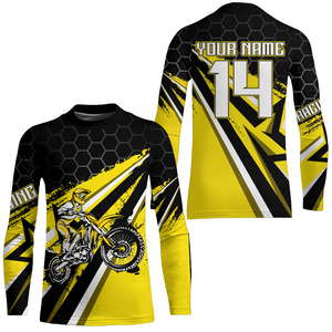 Custom Dirt Bike Jersey Yellow Upf30+ Kid Motocross Shirt Boys Girls MX Jersey Men Women Motorcycle PDT594