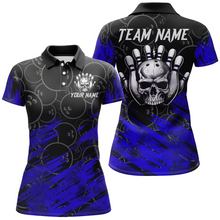 Load image into Gallery viewer, Blue Skull Bowling Polo Shirt for Men &amp; Women Custom Funny Bowling Team Jersey BDT470