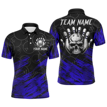 Load image into Gallery viewer, Blue Skull Bowling Polo Shirt for Men &amp; Women Custom Funny Bowling Team Jersey BDT470