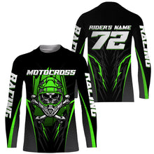 Load image into Gallery viewer, Skull MX Jersey Green Personalized UPF30+ Kid Women Men Dirt Bike Shirt Off-Road Jersey MX Racing PDT667