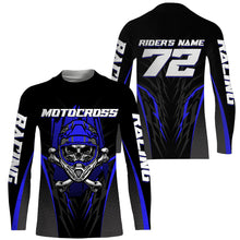 Load image into Gallery viewer, Skull MX Jersey Blue Personalized UPF30+ Kid Women Men Dirt Bike Shirt Off-Road Jersey MX Racing PDT667