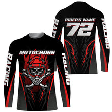 Load image into Gallery viewer, Skull MX Jersey Red Personalized UPF30+ Kid Women Men Dirt Bike Shirt Off-Road Jersey MX Racing PDT667