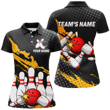 Load image into Gallery viewer, Custom Bowling Shirts For Women Black Bowling Team Jersey Funny Bowling Polo Shirts BDT229