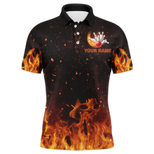 Load image into Gallery viewer, Personalized Men&#39;s Bowling Team Shirt Flame Bowling Jersey Custom Funny Bowling Polo Shirt BDT330