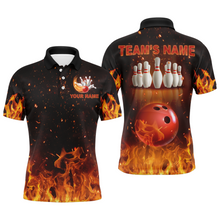 Load image into Gallery viewer, Personalized Men&#39;s Bowling Team Shirt Flame Bowling Jersey Custom Funny Bowling Polo Shirt BDT330