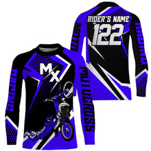 Load image into Gallery viewer, Personalized MX Jersey Kid Men Women UPF30+ Dirt Bike Shirt Freestyle Blue Motocross Off-Road PDT608