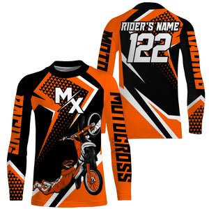 Personalized MX Jersey Kid Men Women UPF30+ Dirt Bike Shirt Freestyle Orange Motocross Off-Road PDT609