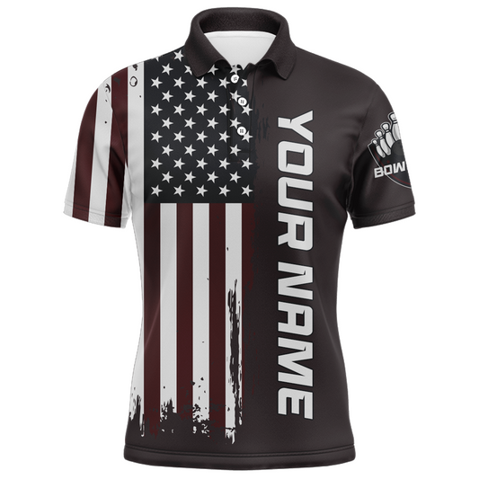 Patriotic Bowling Polo Shirt For Men American Flag Bowling Team Jersey Custom Bowling Shirts BDT263