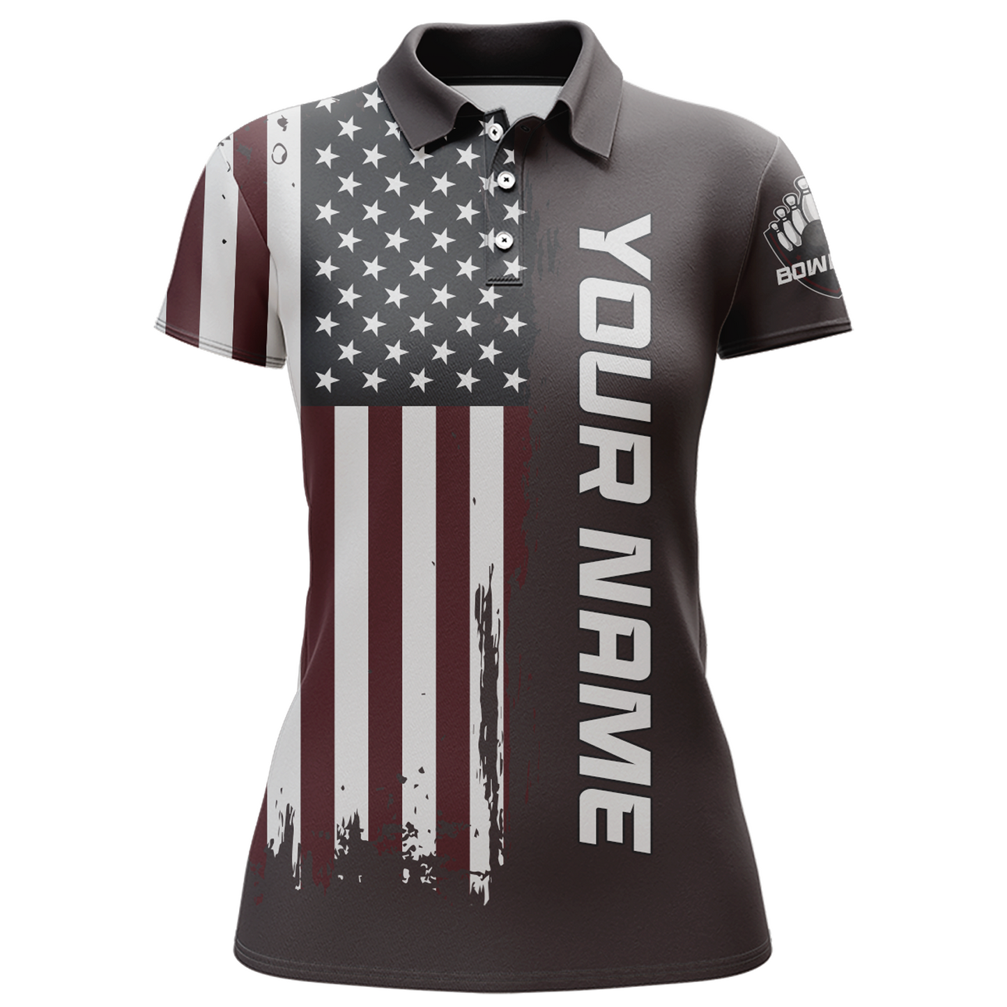 Patriotic Bowling Polo Shirt Women American Flag Bowling Team Jersey Custom Bowling Shirts BDT263