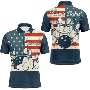 Navy Bowling Shirt Men American Bowling Jersey Team League Custom Bowling Polo Shirt BDT279