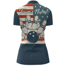Load image into Gallery viewer, Navy Bowling Shirt Women American Bowling Jersey Team League Custom Bowling Quarter-Zip Shirt BDT279