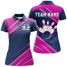 Load image into Gallery viewer, Custom Navy&amp;Pink Bowling Shirt For Men &amp; Women Bowling Team Jersey Polo Bowling Shirts Unisex BDT581