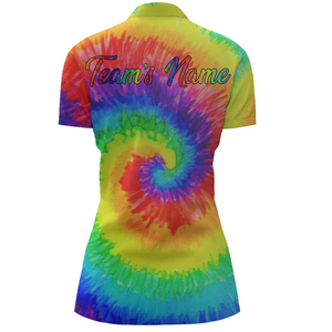 Tie Dye Bowling Quarter-Zip Shirt For Women Personalized Bowling Jersey Bowling Team Shirts BDT253