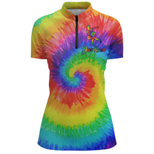 Load image into Gallery viewer, Tie Dye Bowling Quarter-Zip Shirt For Women Personalized Bowling Jersey Bowling Team Shirts BDT253