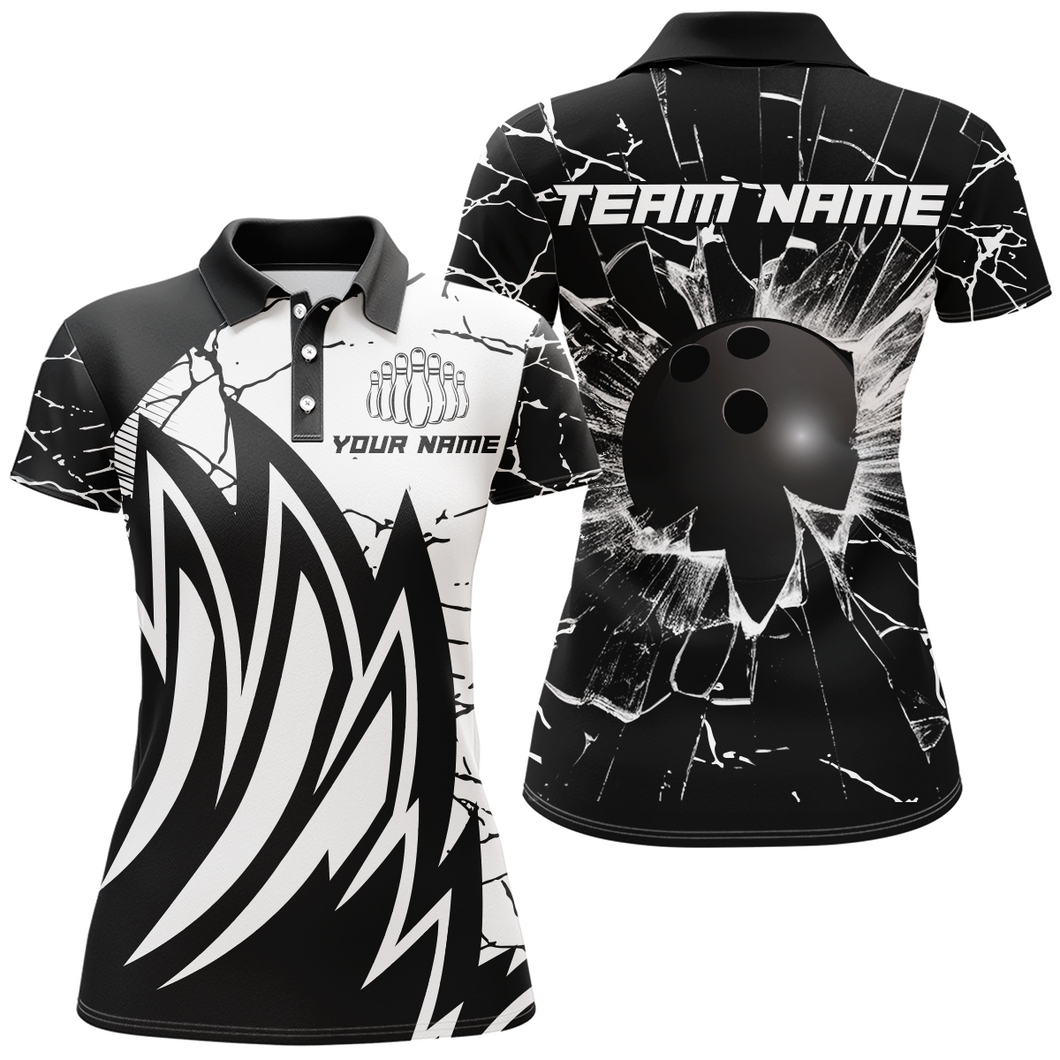 Custom Black&White Bowling Jersey Team League Bowling Polo Shirts Men And Women BDT522