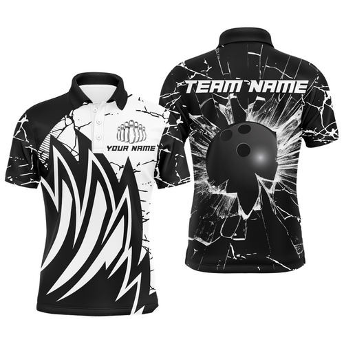 Custom Black&White Bowling Jersey Team League Bowling Polo Shirts Men And Women BDT522