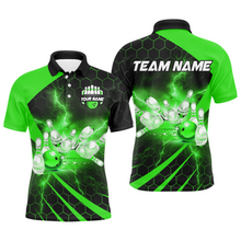 Load image into Gallery viewer, Custom Bowling Jersey For Couples Green Bowling Polo Shirts For Men And Women BDT491