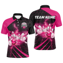 Load image into Gallery viewer, Custom Bowling Jersey For Couples Pink Bowling Polo Shirts For Men And Women BDT491