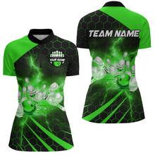 Load image into Gallery viewer, Custom Bowling Jersey For Couples Green Bowling 1/4 Zip Shirts For Men And Women BDT491