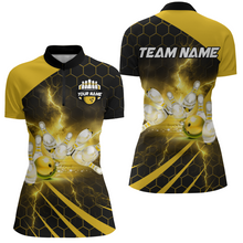 Load image into Gallery viewer, Custom Bowling Jersey For Couples Yellow Bowling 1/4 Zip Shirts For Men And Women BDT491