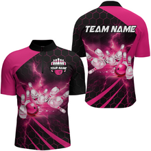 Load image into Gallery viewer, Custom Bowling Jersey For Couples Pink Bowling 1/4 Zip Shirts For Men And Women BDT491