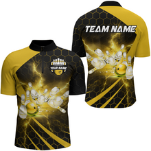 Load image into Gallery viewer, Custom Bowling Jersey For Couples Yellow Bowling 1/4 Zip Shirts For Men And Women BDT491