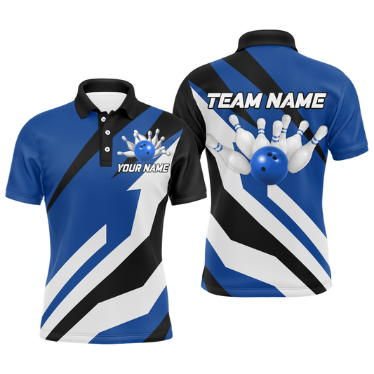 Blue Bowling Polo Shirts Unisex Custom Bowling Jersey for Men & Women Bowling Team League BDT553