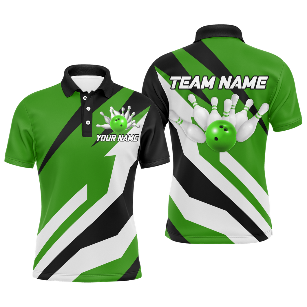 Green Bowling Polo Shirts Unisex Custom Bowling Jersey for Men & Women Bowling Team League BDT553