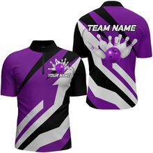 Load image into Gallery viewer, Purple Bowling Shirts Unisex Custom Bowling Jersey Men &amp; Women 1/4 Zip Bowling Team League BDT553