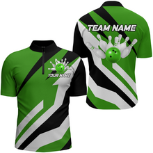 Load image into Gallery viewer, Green Bowling Shirts Unisex Custom Bowling Jersey Men &amp; Women 1/4 Zip Bowling Team League BDT553