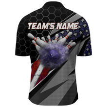 Load image into Gallery viewer, American Flag Bowling Shirt Men Patriotic Bowling Jersey Team Custom Bowling Quarter-Zip Shirt BDT381