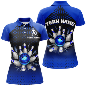 Custom Bowling Polo Shirts for Men And Women Blue Bowling Team Jerseys Unisex BDT476