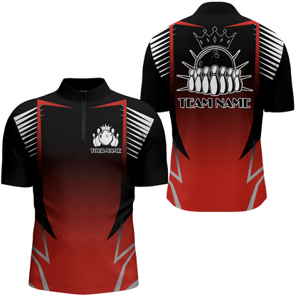 Custom Bowling Quarter-Zip Shirt For Men Bowling Team Jersey Personalized Bowling Shirts BDT345