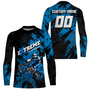 Custom Dirt Bike Jersey Kid Men Women Upf30+ Blue Motocross Racing Shirt Motorcycle PDT675