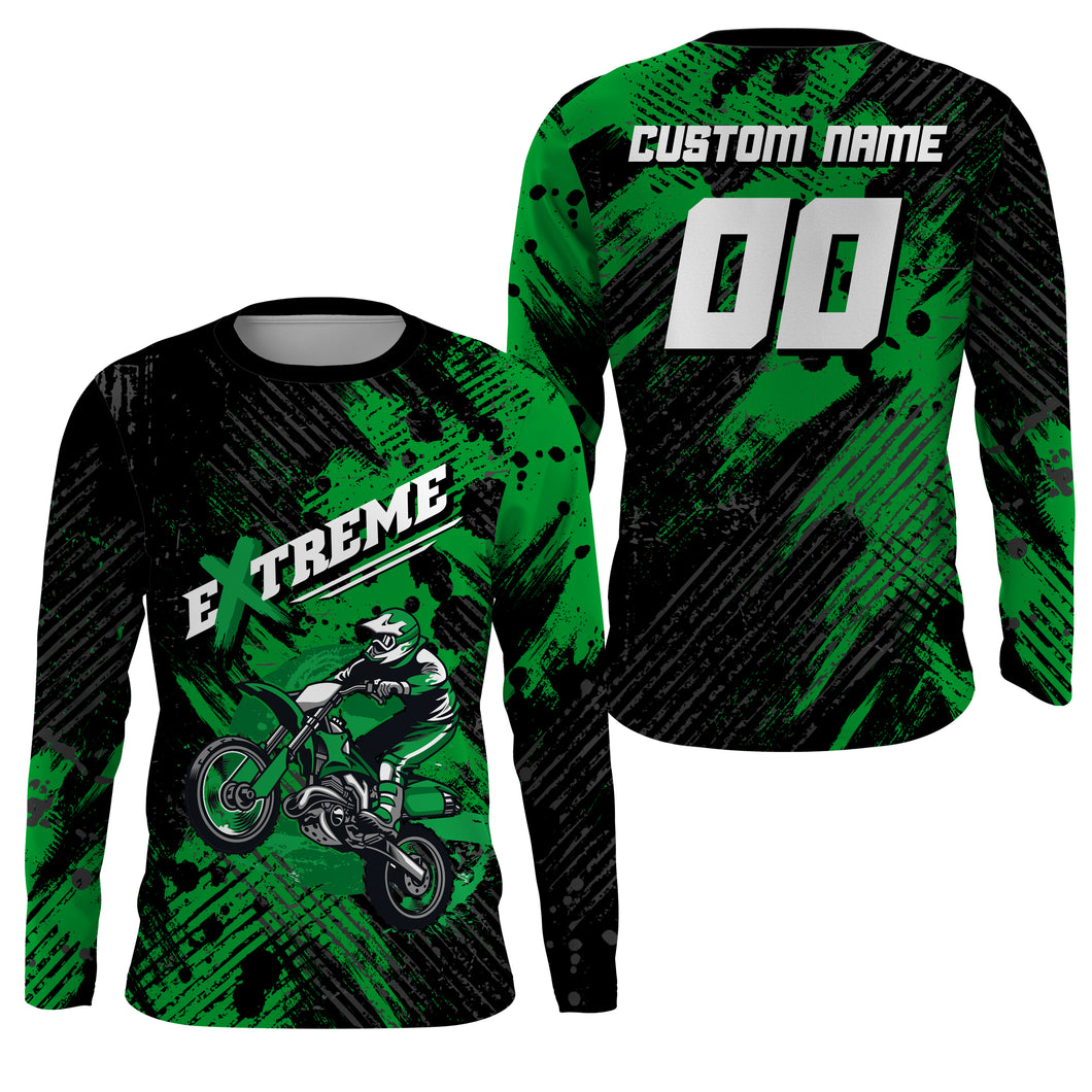 Custom Dirt Bike Jersey Kid Men Women Upf30+ Green Motocross Racing Shirt Motorcycle PDT675
